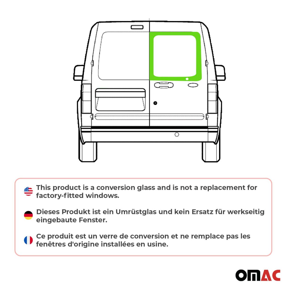 Ford Transit Connect Fixed Glass - Right - Omac - Barn Door Galaxy - '10-'13